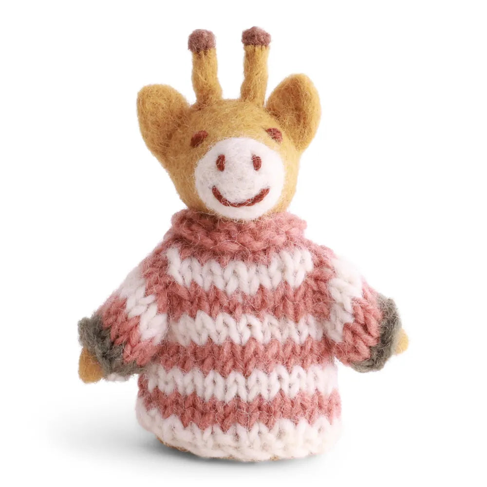 Gry &amp; Sif Filz-Fingerpuppe Giraffe im Strickpullover