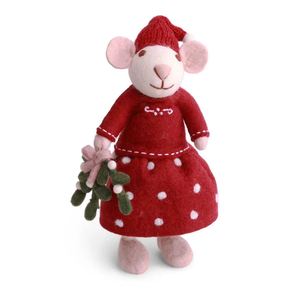Gry &amp; Sif Weihnachtsmaus Filz Kleid Mistelzweig