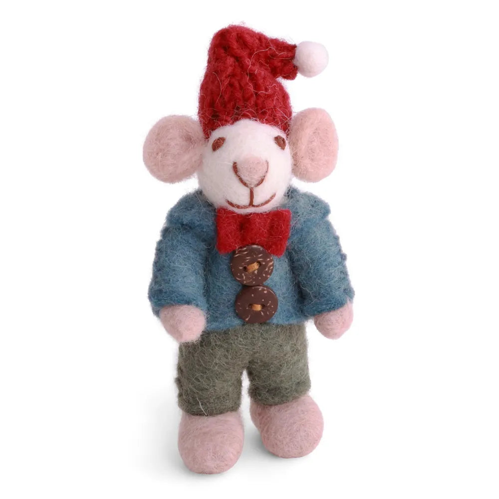 Gry &amp; Sif Filzmaus Mini Junge Jäckchen Zipfelmütze