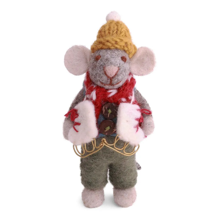 Gry &amp; Sif Filzmaus Dekorative Junge Weste Grey 12 cm
