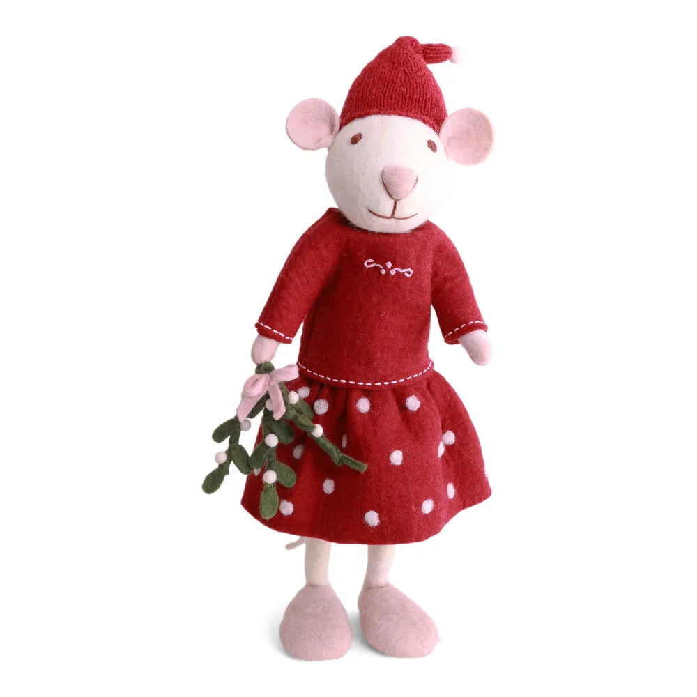 Gry & Sif Weihnachtsmaus Große Filzmaus Kleid White