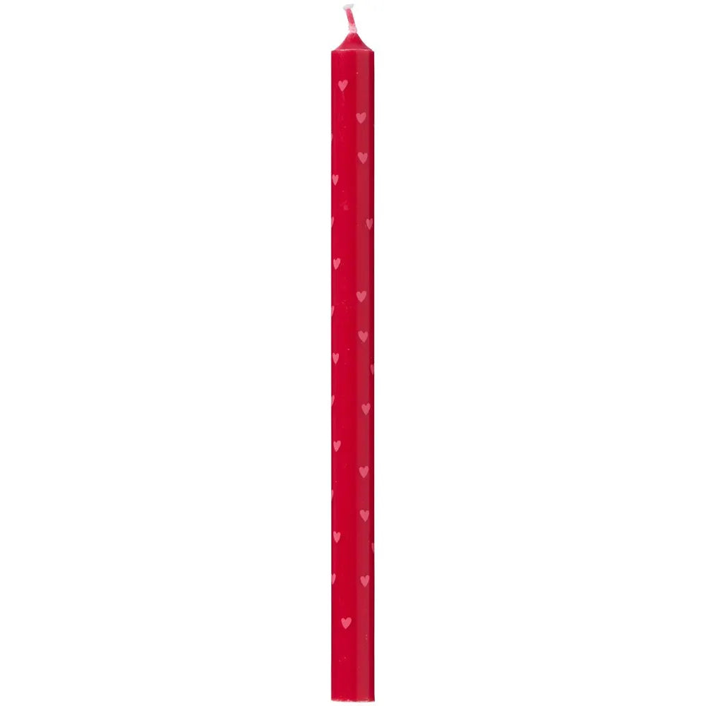 Ib Laursen Stabkerze Dünne Stearin Rot Herzen 1,3 cm