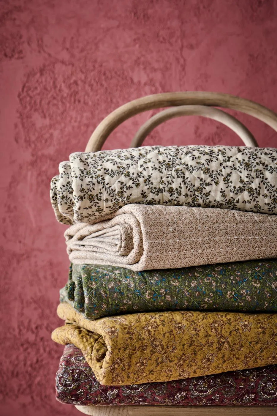 Ib Laursen - Quilt beige mit kleinen braunen Blumen