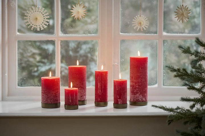 Ib Laursen Rustikale Stumpenkerze Celia Nordic Red