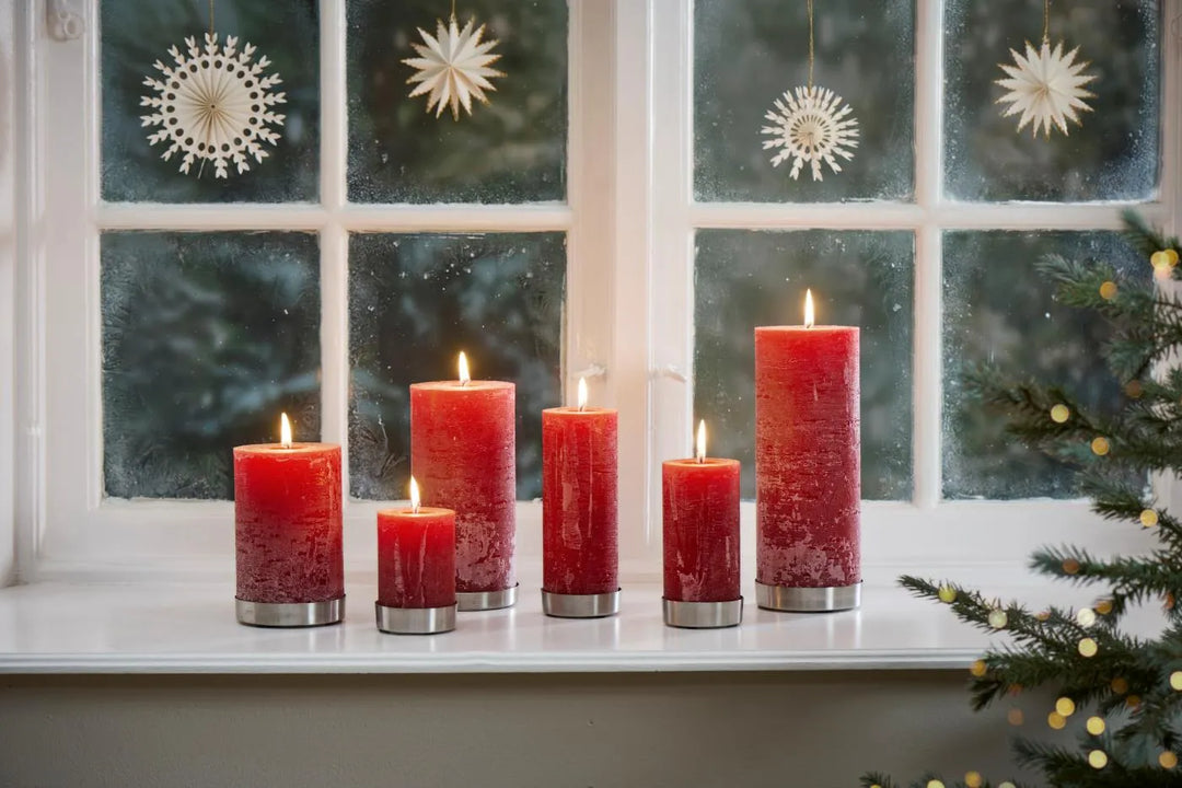 Ib Laursen Rustikale Stumpenkerze Nordic Red