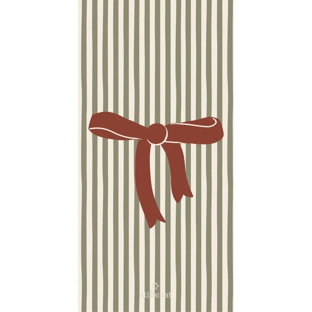 Ib Laursen Serviette Streifen Schleife 10x20 cm Grün