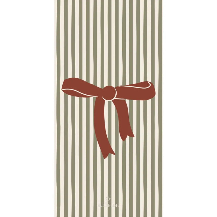 Ib Laursen Serviette Streifen Schleife 10x20 cm Grün