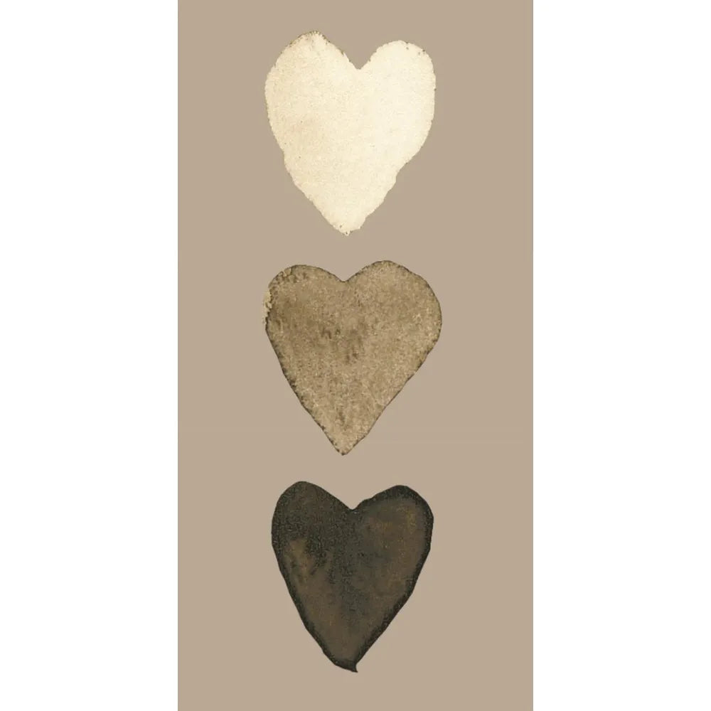 Ib Laursen - Serviette 10x20 cm Herzen creme, natur, anthrazit auf beigem Hintergrund