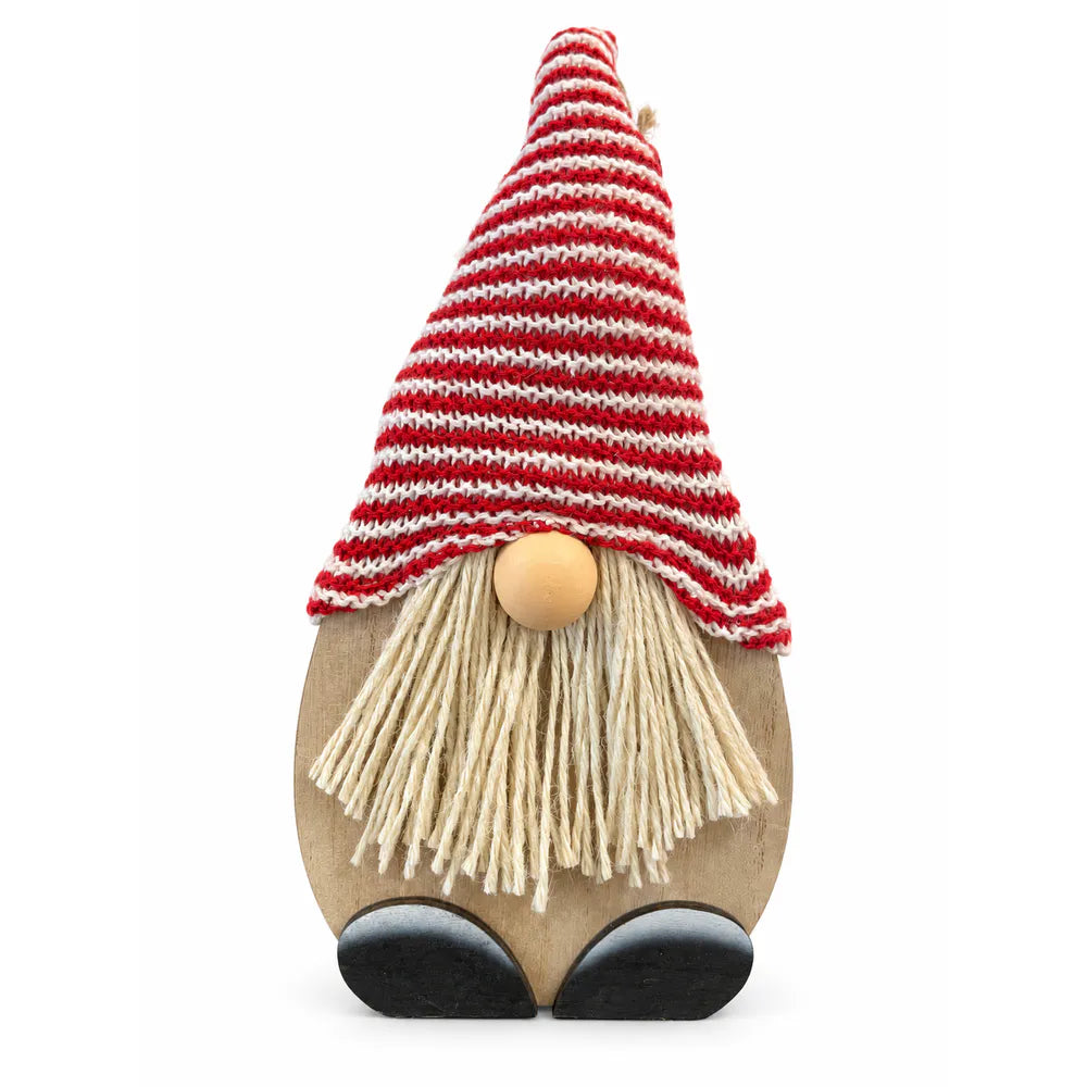 Alsaba Home - Deko-Wichtel aus Holz mit Gestrickter Mütze