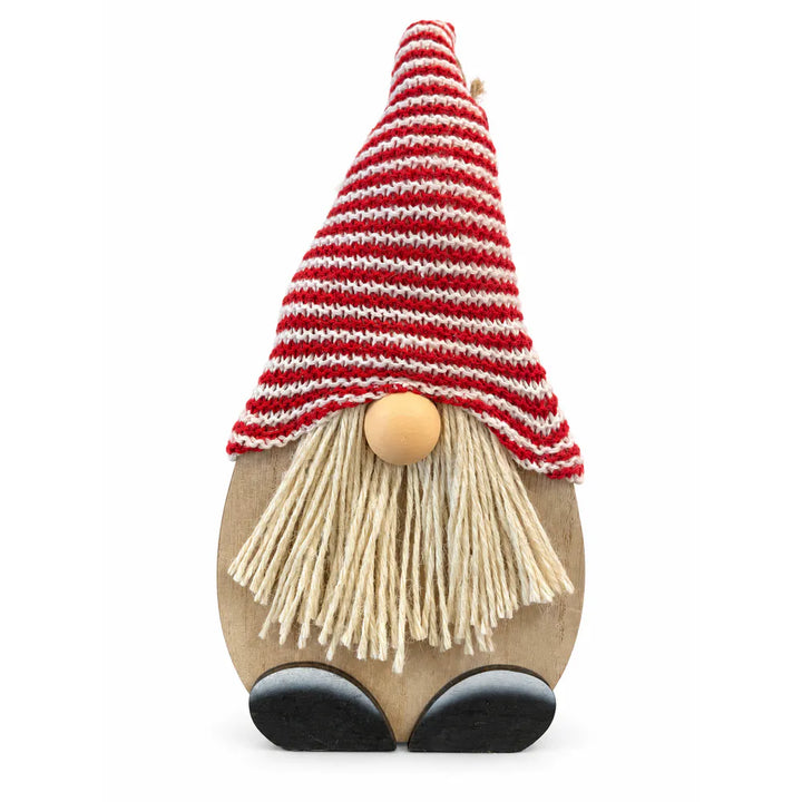 Alsaba Home - Deko-Wichtel aus Holz mit Gestrickter Mütze