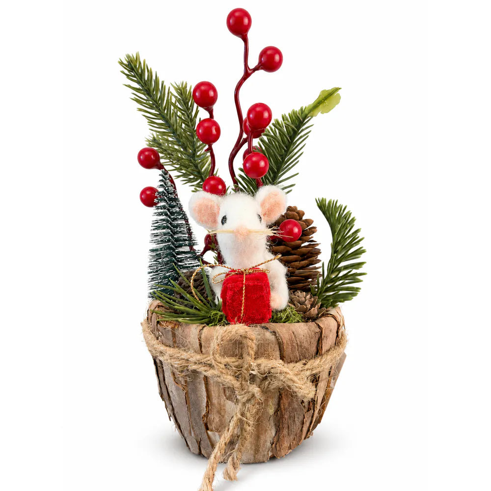 Alsaba Home - Weihnachtsdeko Weihnachtliches Dekogesteck Filzmaus
