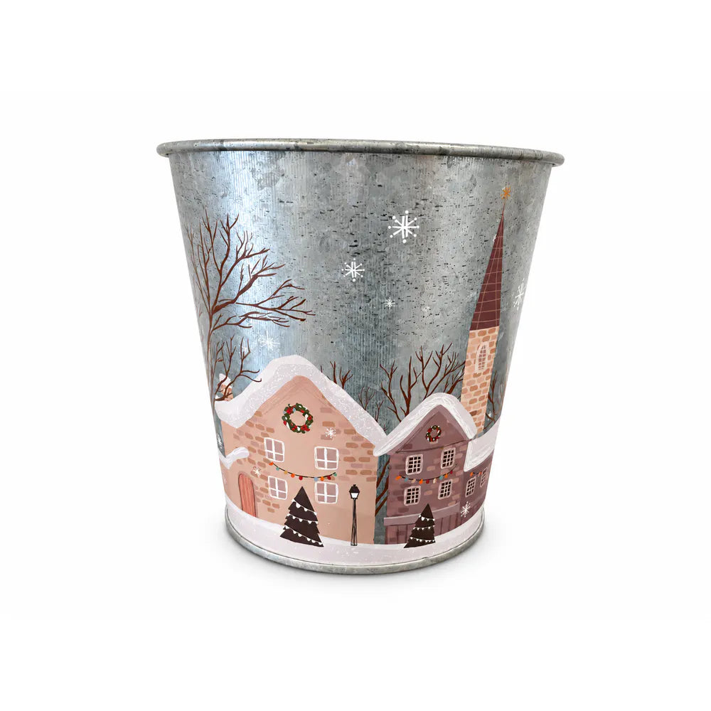 Alsaba Home - Metalltopf mit Winterdorf-Motiv S