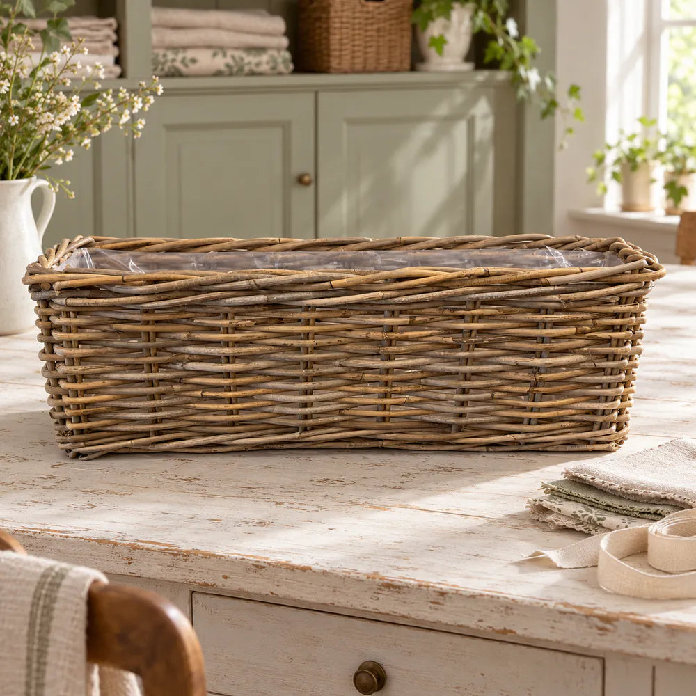 Alsaba Home - Balkonkasten aus Rattan mit Folieneinsatz