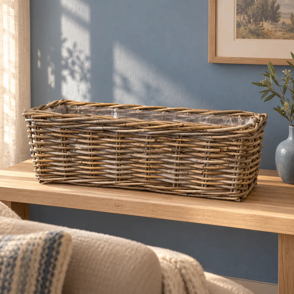 Alsaba Home - Balkonkasten aus Rattan mit Folieneinsatz