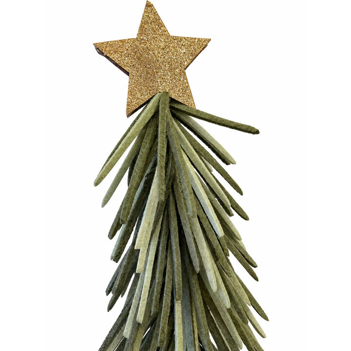 Alsaba Home - Tannenbaum Filz Holzsockel Stern Grün 39 cm