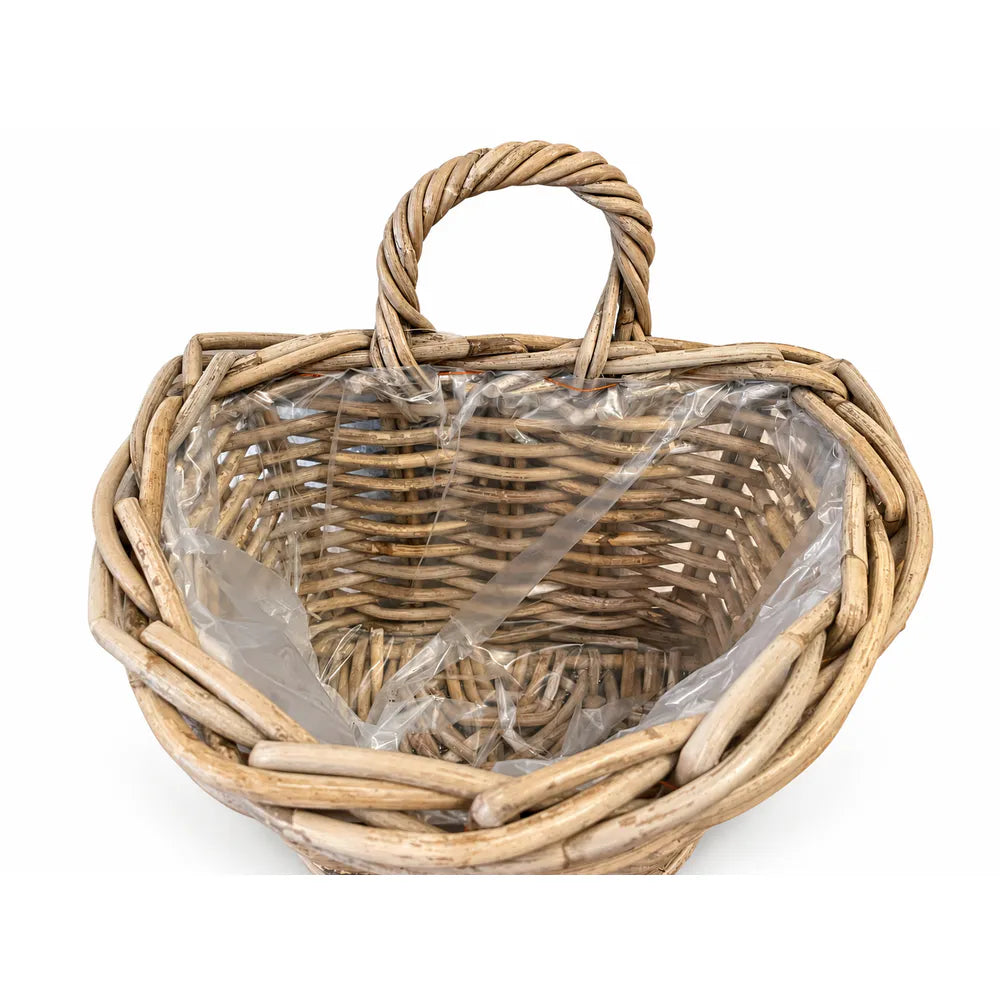 Alsaba Home - Wandkorb Geflochtener Rattan Henkel Folieneinsatz
