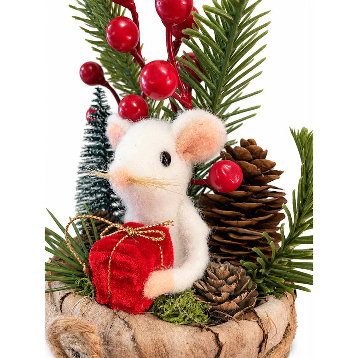 Alsaba Home - Weihnachtsdeko Weihnachtliches Dekogesteck Filzmaus