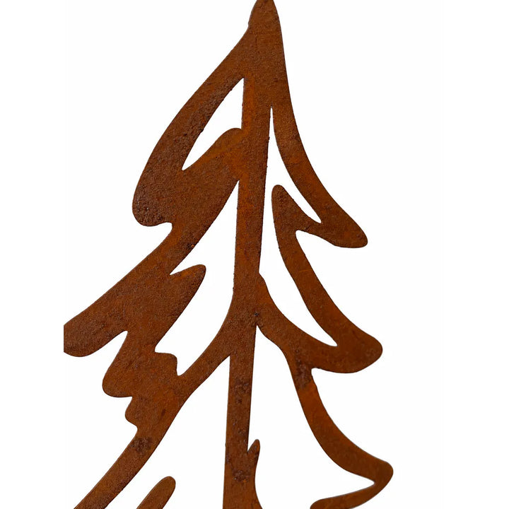 Alsaba Home - Deko-Tannenbaum aus Rostmetall auf Holzstamm-Fuß L