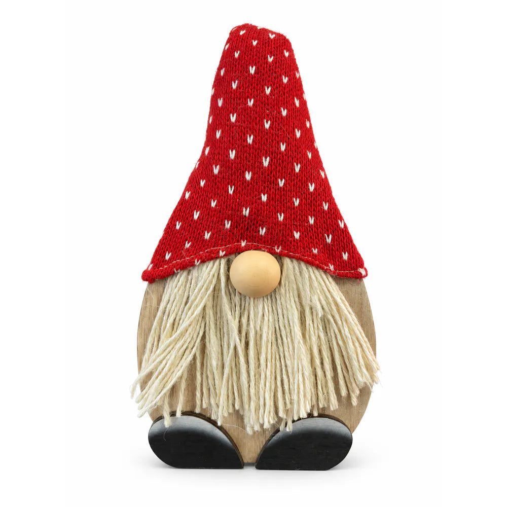 Alsaba Home - Deko-Wichtel aus Holz mit Gestrickter Mütze