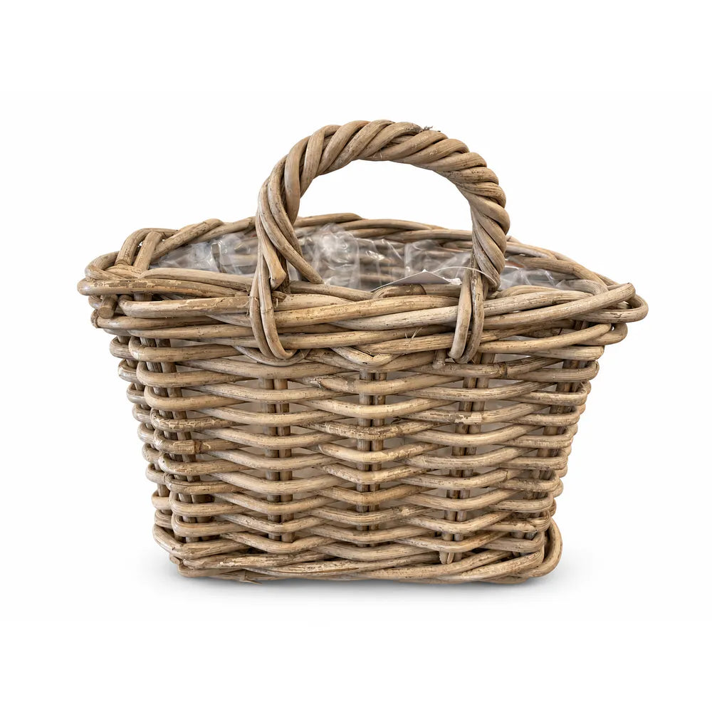 Alsaba Home - Wandkorb Geflochtener Rattan Henkel Folieneinsatz