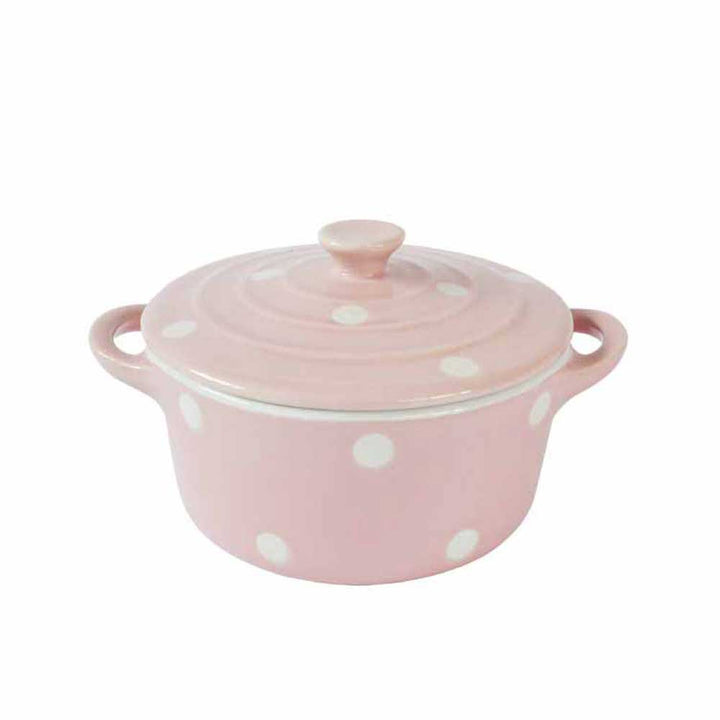 Isabelle Rose - Topf mit Henkel und Deckel in Rosa Punkte klein