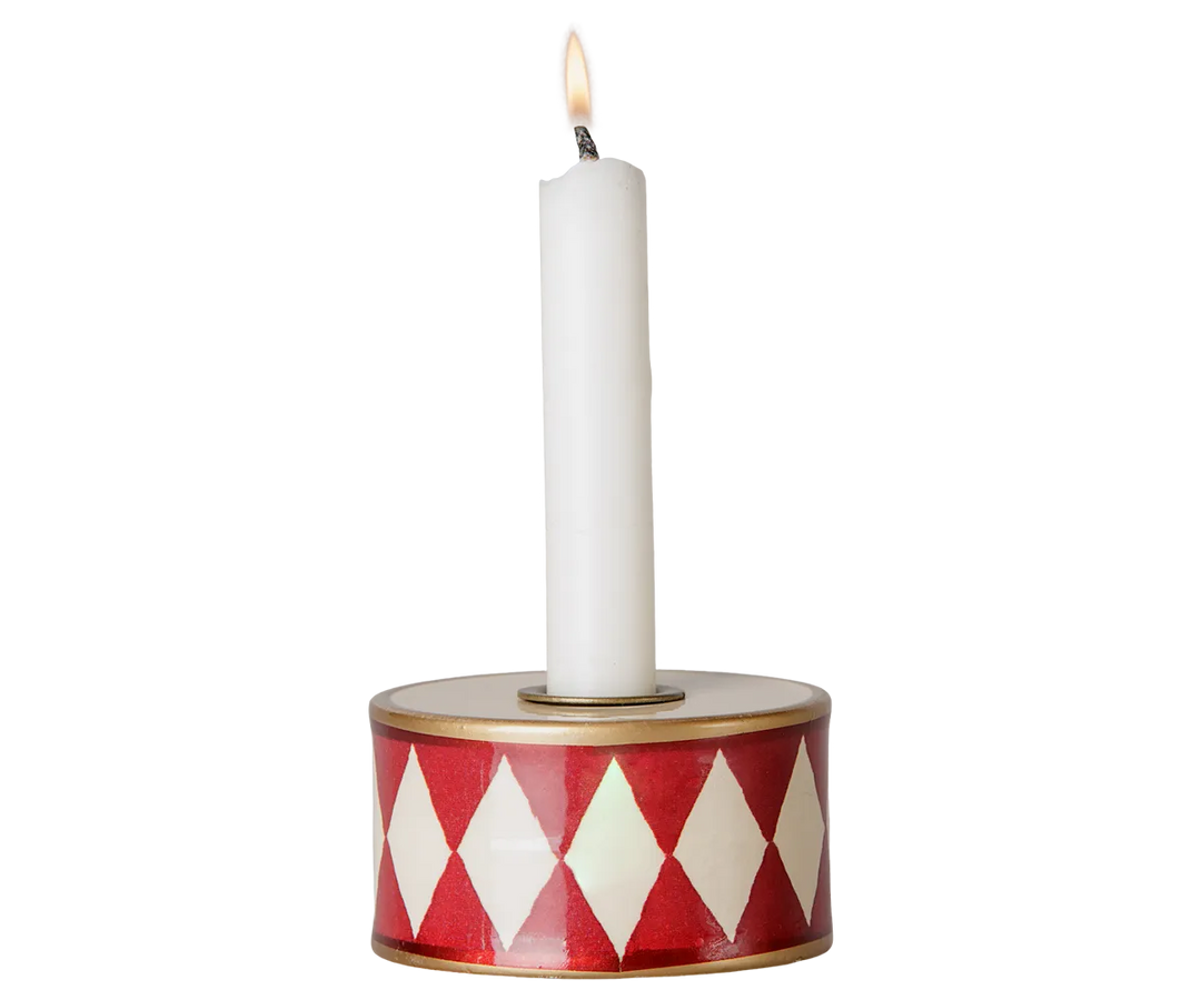Maileg - Kerzenständer, Trommel - Off-white/Rot