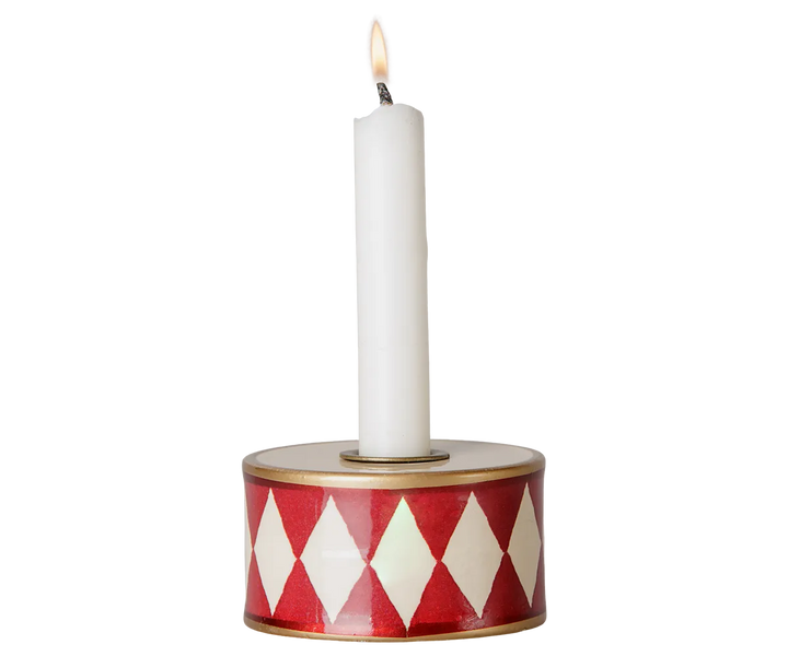 Maileg - Kerzenständer, Trommel - Off-white/Rot