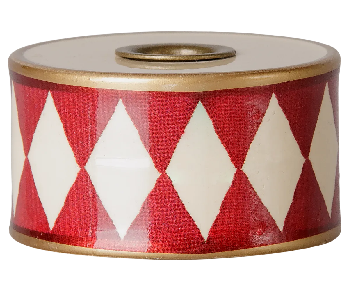 Maileg - Kerzenständer, Trommel - Off-white/Rot