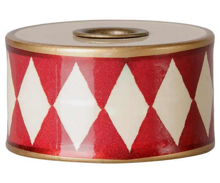 Maileg - Kerzenständer, Trommel - Off-white/Rot