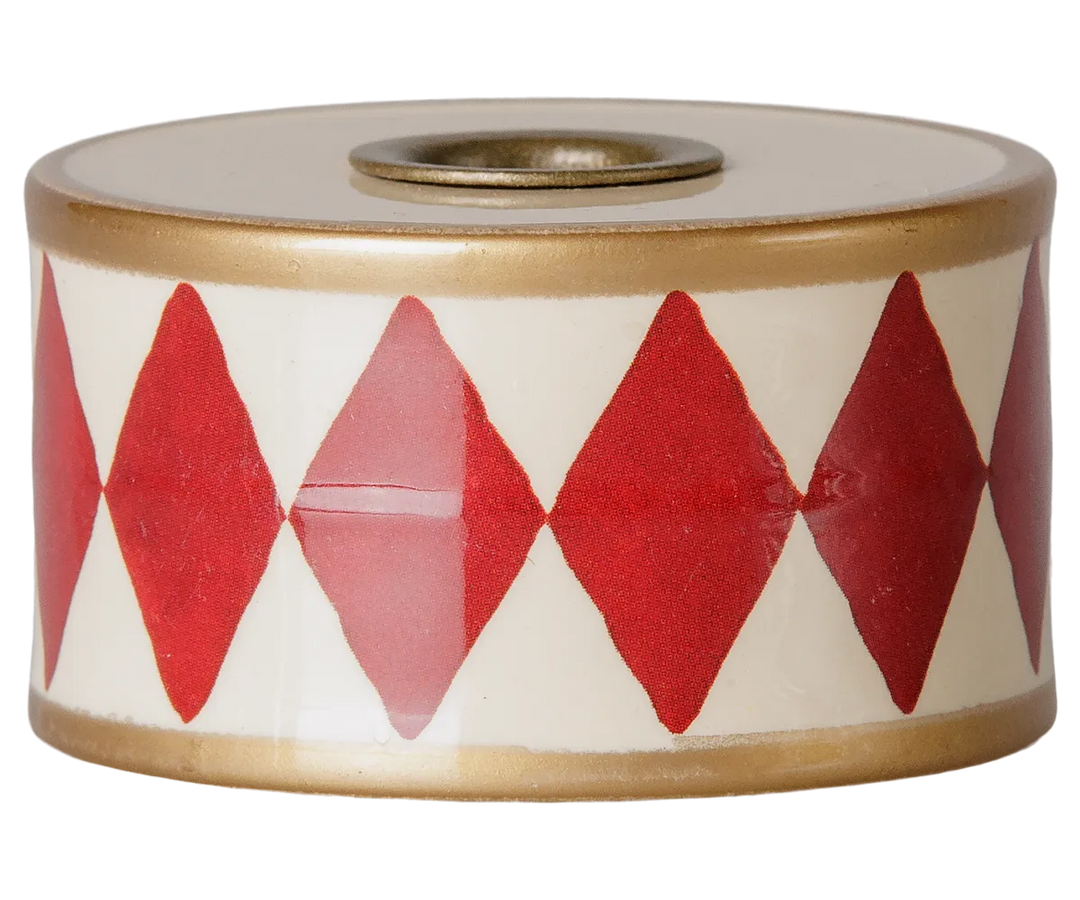 Maileg - Kerzenhalter, Trommel - Rot/Off-weiß