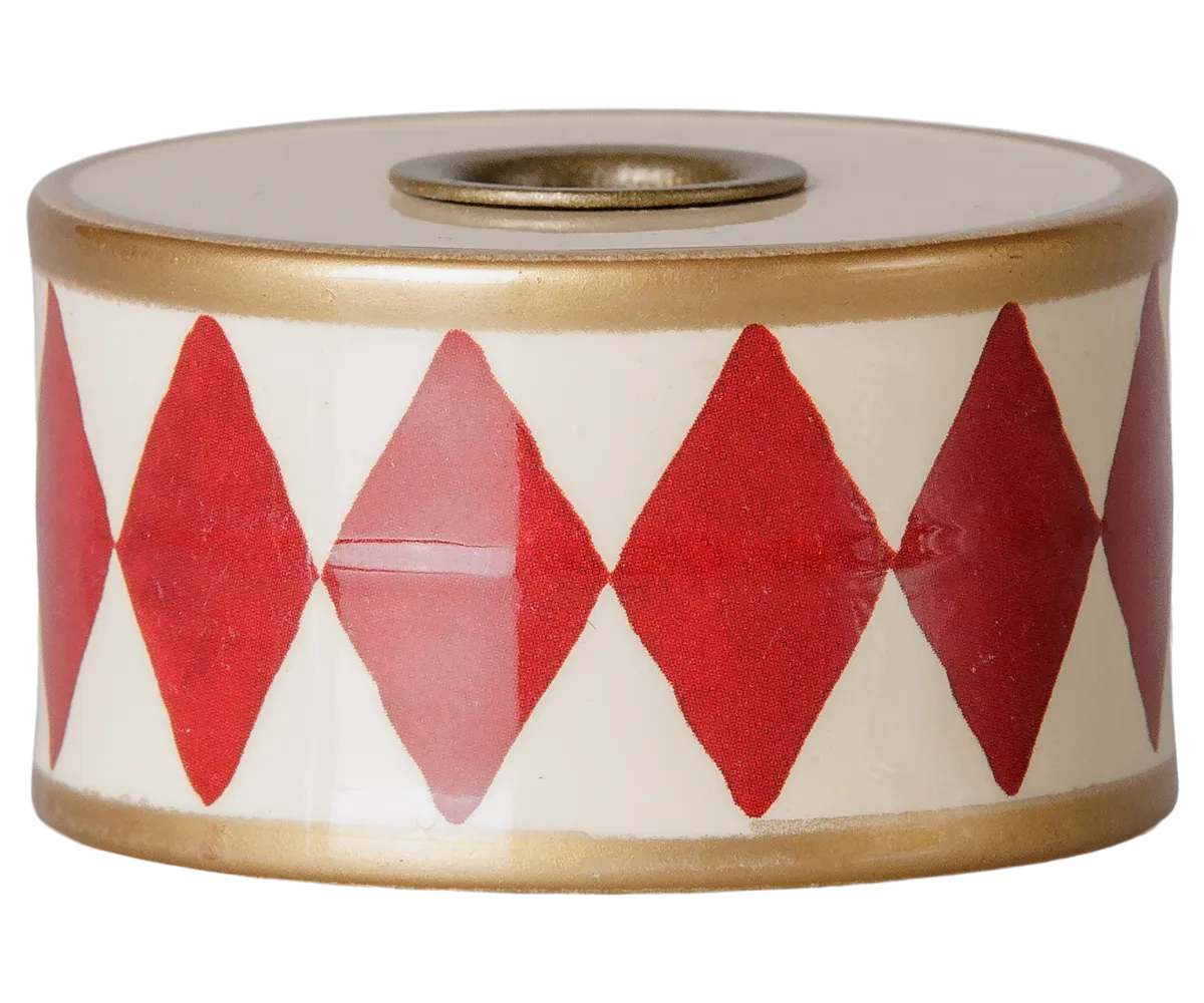Maileg - Kerzenhalter, Trommel - Rot/Off-weiß