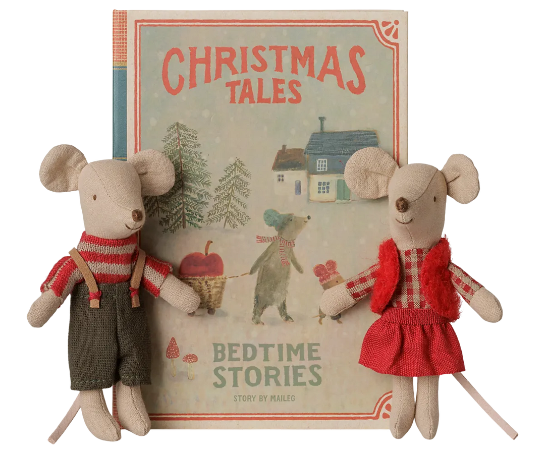 Maileg - Weihnachts Zwillingsmäuse, Kleine Schwester und Bruder im Buch