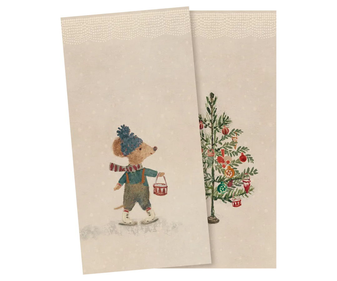 Maileg - Serviette, klein - Weihnachtsmäuse