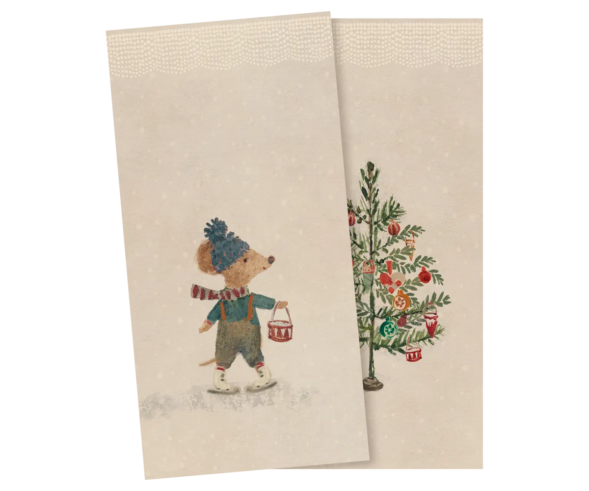 Maileg - Serviette, klein - Weihnachtsmäuse