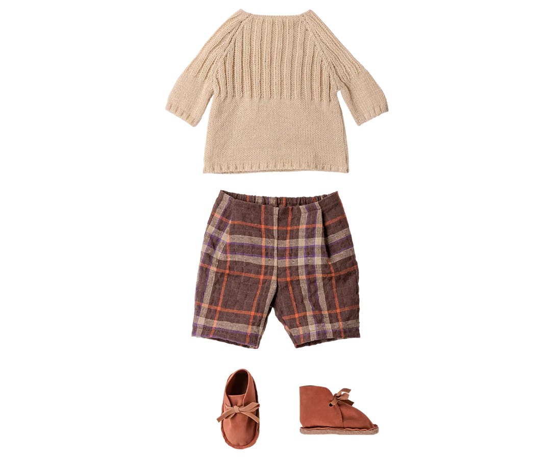 Maileg - Hose und Strickpullover, Größe 4 - Cremeweiß