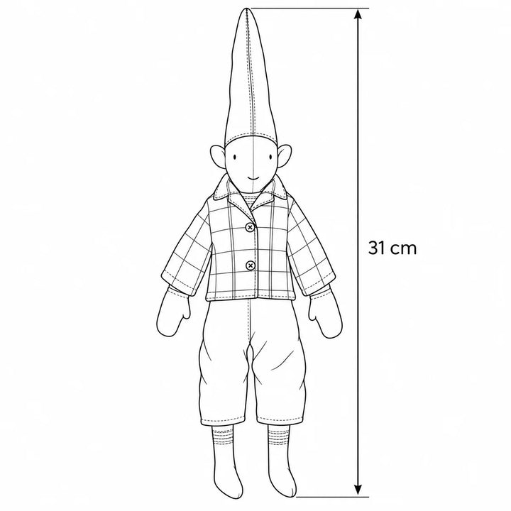 Maileg - Wichtel Pixy Ole Größe 2 Hemd und Hose – Maßskizze, Höhe 31 cm 