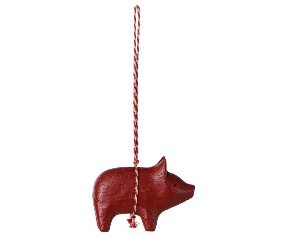 Maileg Holzanhänger Schwein Rot