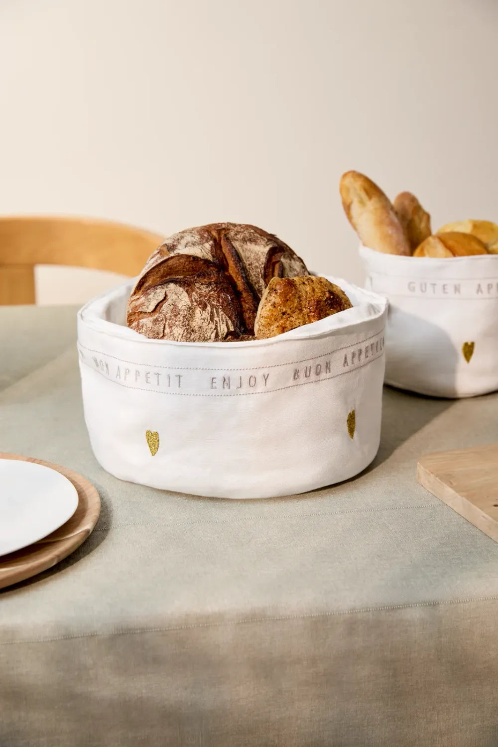 Räder Brotkorb Guten Appetit Groß aus Baumwolle, Ø 23,5 cm – Alsaba