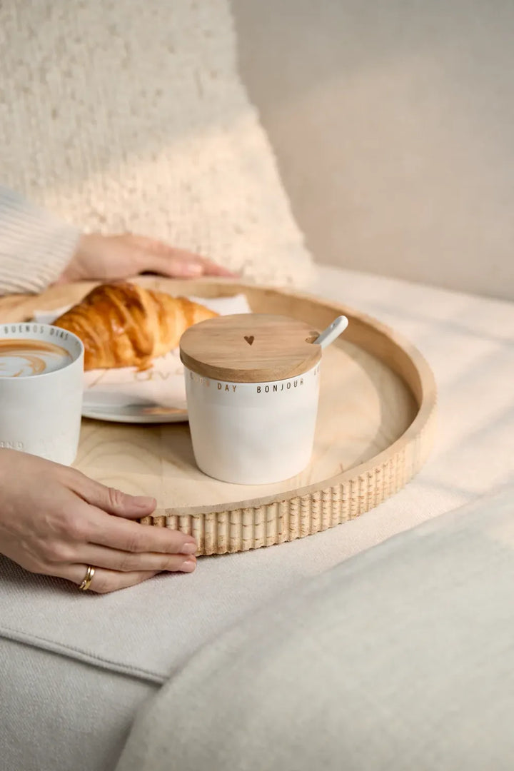 Räder Porzellandose mit Holzdeckel und Löffel
