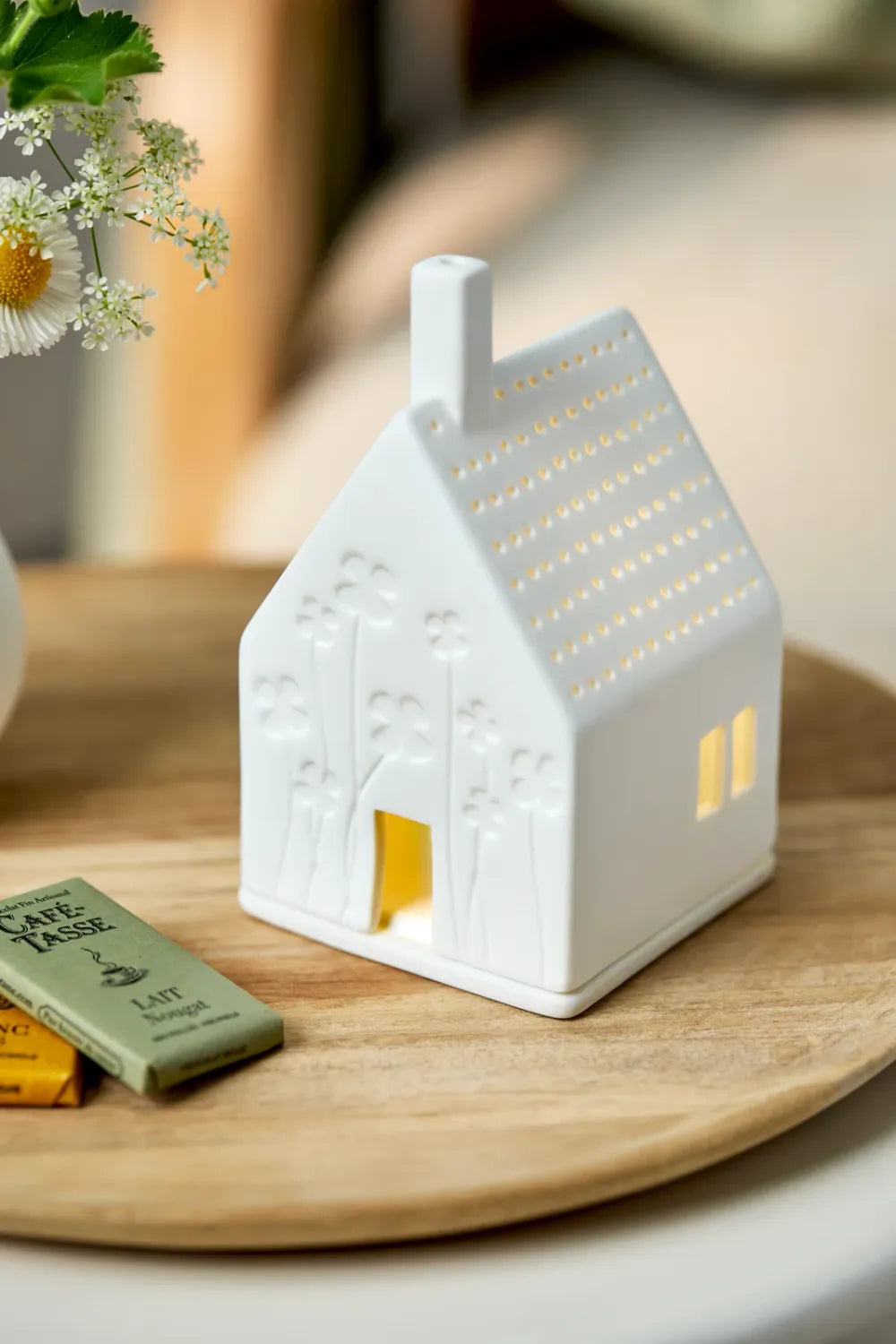 Räder Lichthaus Porzellan Tritt Glück Weiß 13 cm