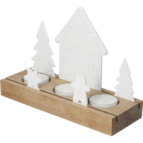 Räder Teelichthalter Lichtszene Lebkuchendorf Holz