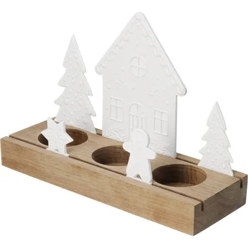 Räder Teelichthalter Lichtszene Lebkuchendorf Holz