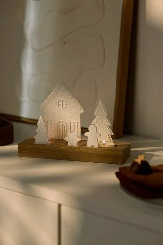 Räder Teelichthalter Lichtszene Lebkuchendorf Holz