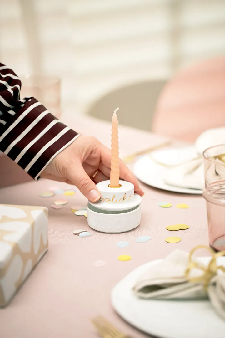 Räder Kerzenhalter Lichttörtchen Herzlichen Weiß
