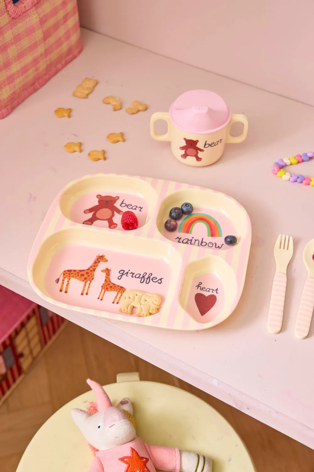 Rice Kinderteller mit 4er Einteilung - Pink