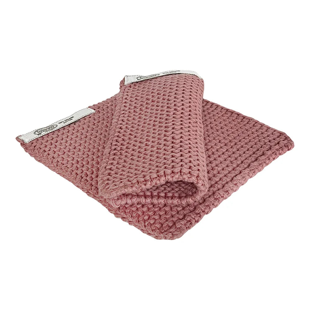 Solwang - Gestrickte Topflappen Geräuchertes Dunkelrosa BIO