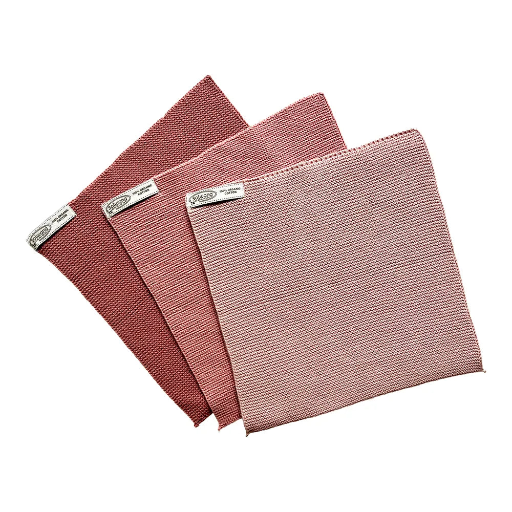 Solwang - Gestrickte Wischtücher Geräuchertes Rosa Kombi BIO
