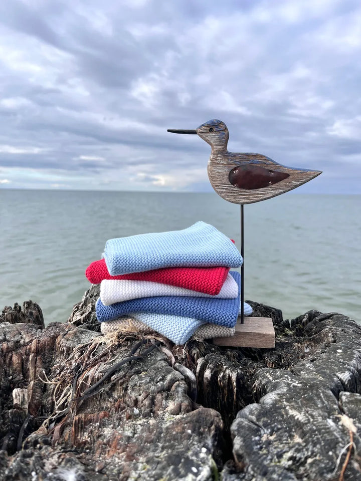 Solwang - Gestrickte Wischtücher Weiss/Blau Kombi BIO