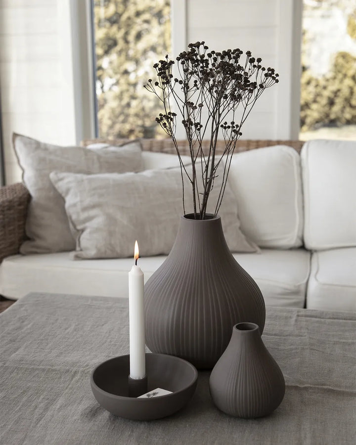 Storefactory Große Gerillte Keramikvase in Braun