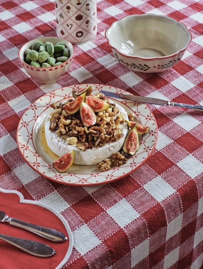 Strömshaga Tischdecke Ida Rüsche Bio Baumwolle Rot